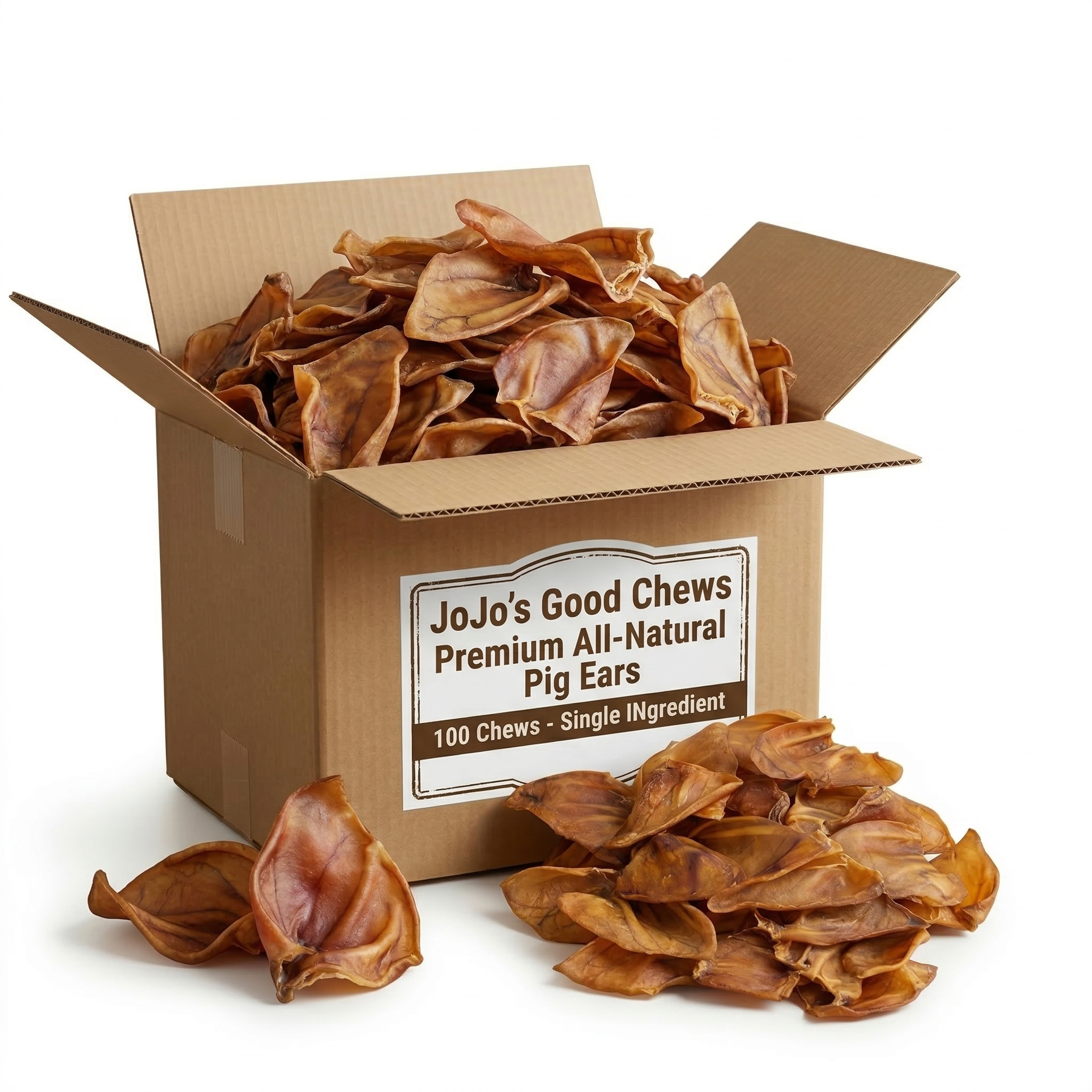 Whole Pig Ears – Bulk All-Natural Dog Chews, 100% Natural Pork Treats for All Breeds